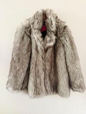Betsey Johnson Gray Faux Fur Coat